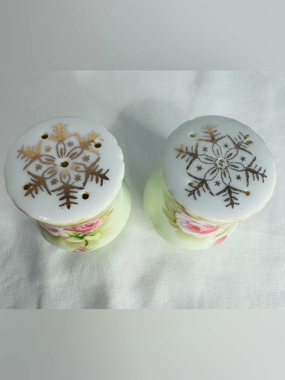 Vintage Lefton China Hand Painted Rose Gold Trim-Creamer+Sugar+Salt&Pepper+Spoon - Picture 15 of 16